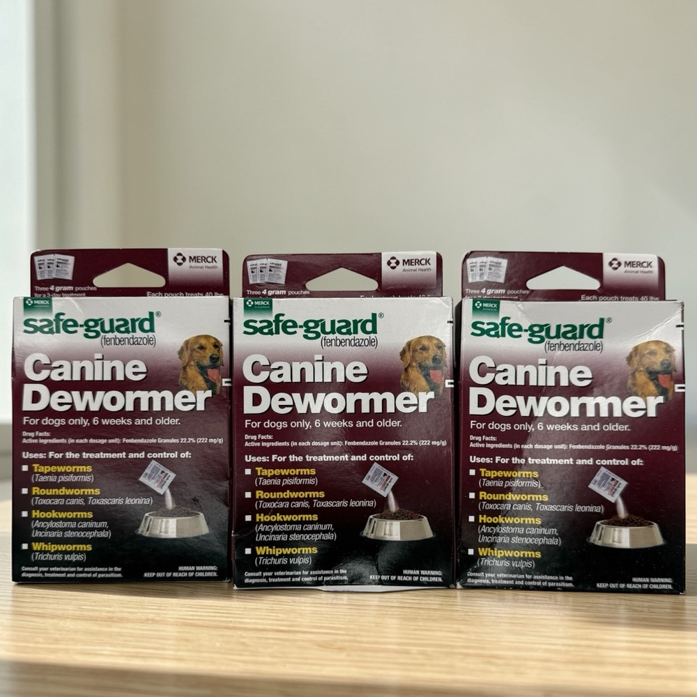 3x Safe-Guard Canine Dog Dewormer 3x4g Packets Merck EXP 1/26 New Sealed